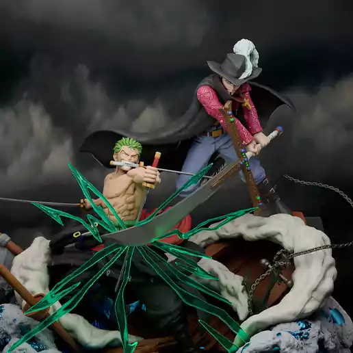 Zoro vs Mihawk STL 3D Print Model